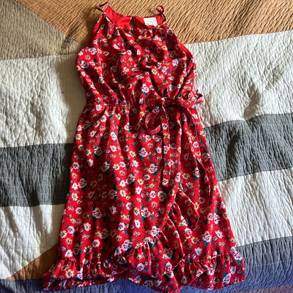 Red floral dress